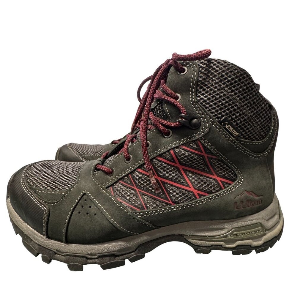 LL Bean Hiking Boots Mens 9 M Gray Suede Gore Tex Vibram Megagrip Sole BDP Trans
